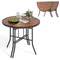 35.5" Folding Semi-Circle Table with Metal Legs and Wood Grain SPC Surface Ideal for Indoor or Outdoor Use